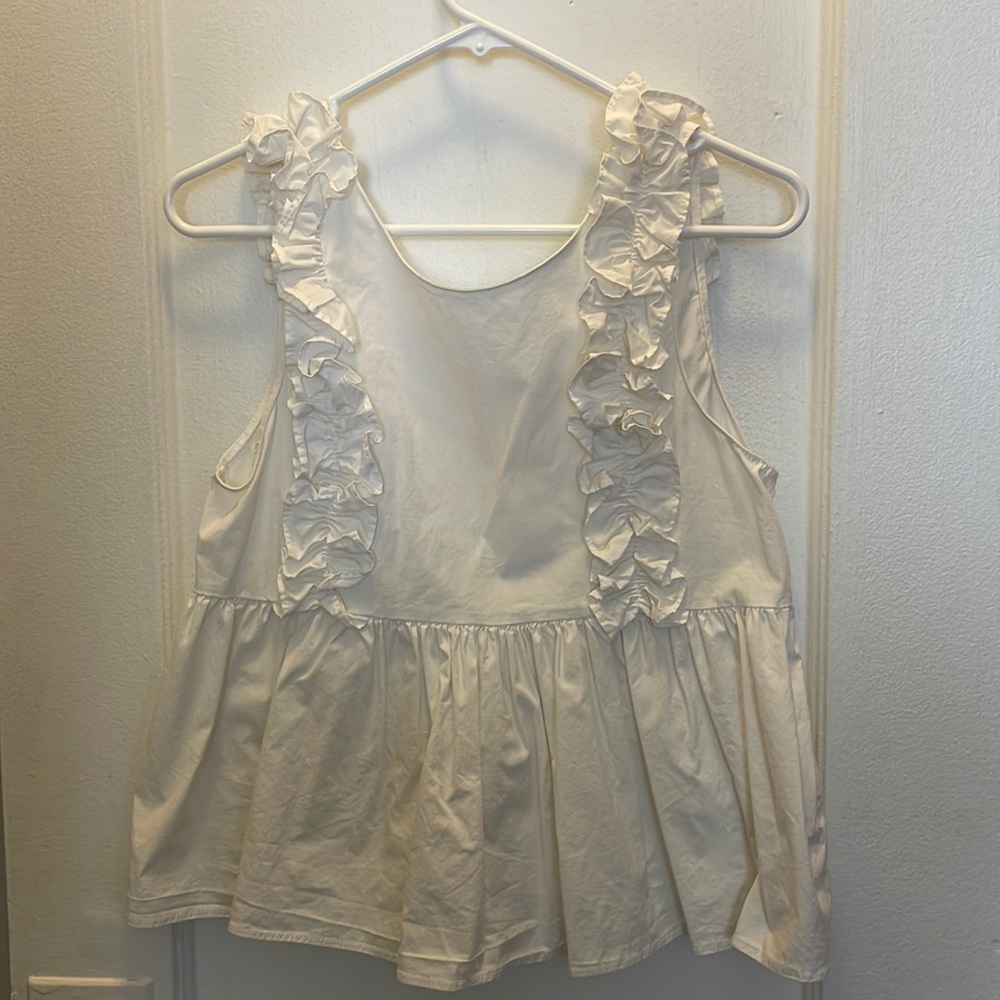 Zara white ruffle tank